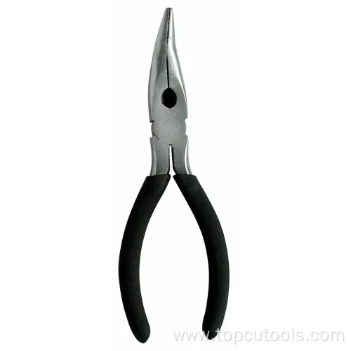 Hardware Carbon Steel Curved Nose Dipped Handle Bend Nose Pliers